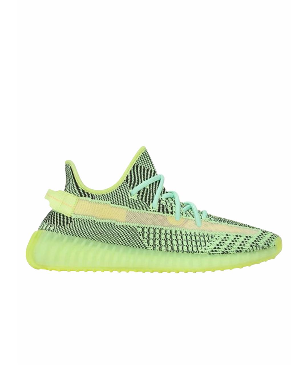 ADIDAS YEEZY Зеленые текстильные низкие кроссовки / кеды, фото 1