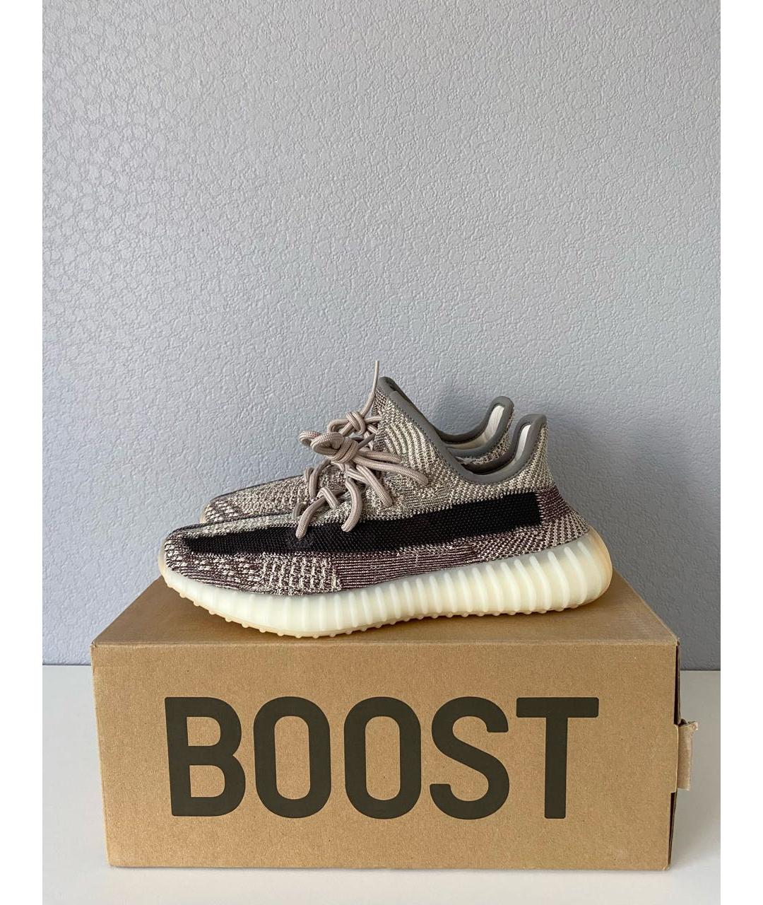 ADIDAS YEEZY Серые текстильные низкие кроссовки / кеды, фото 2