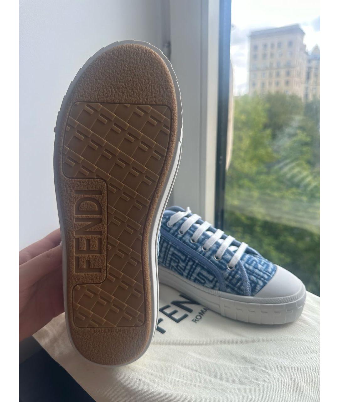 FENDI Синие текстильные кеды, фото 4