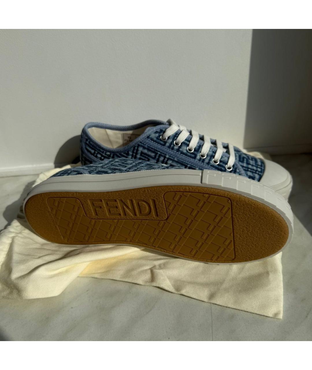 FENDI Синие текстильные кеды, фото 4