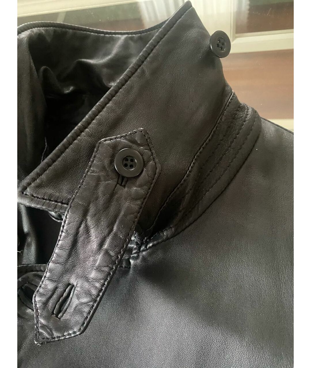 EMPORIO ARMANI Антрацитовая кожаная куртка, фото 5