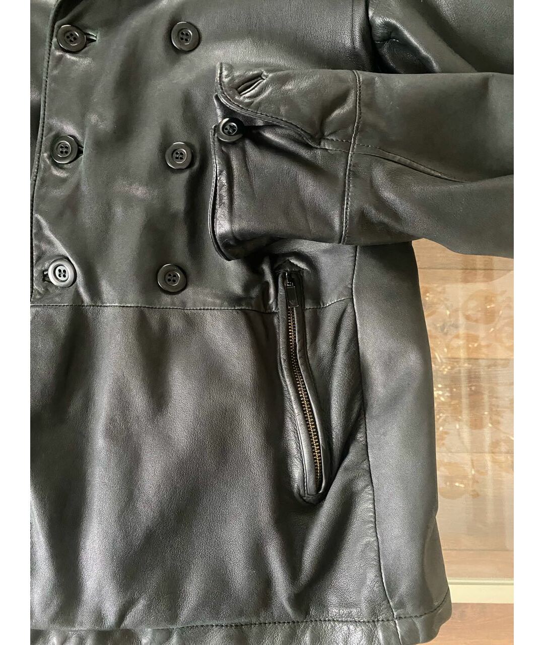 EMPORIO ARMANI Антрацитовая кожаная куртка, фото 4