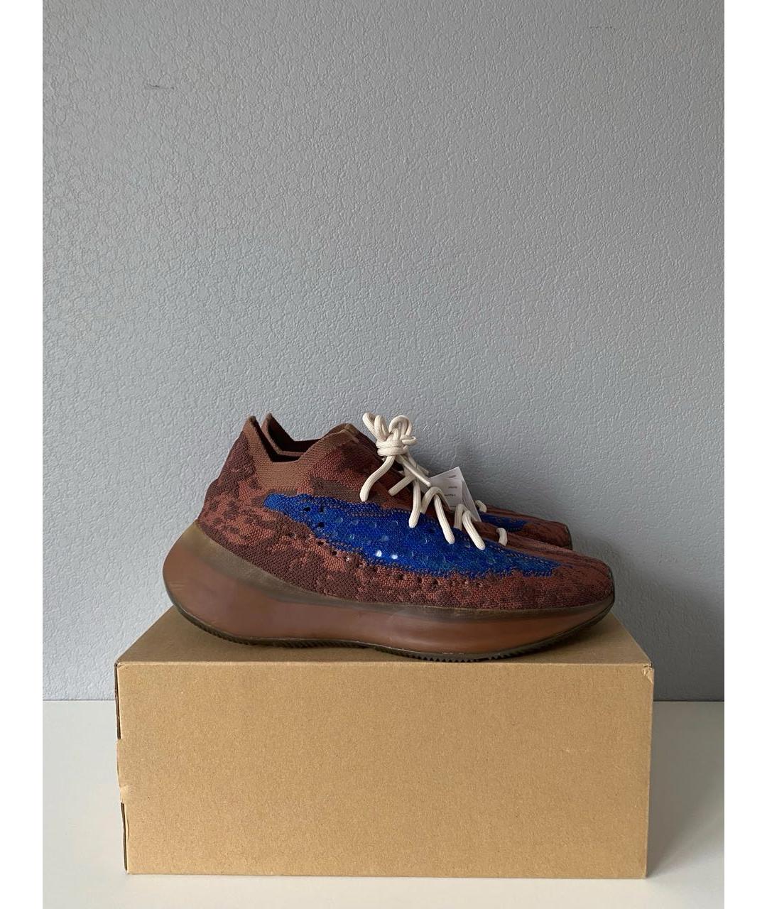 ADIDAS YEEZY Бордовые текстильные низкие кроссовки / кеды, фото 3