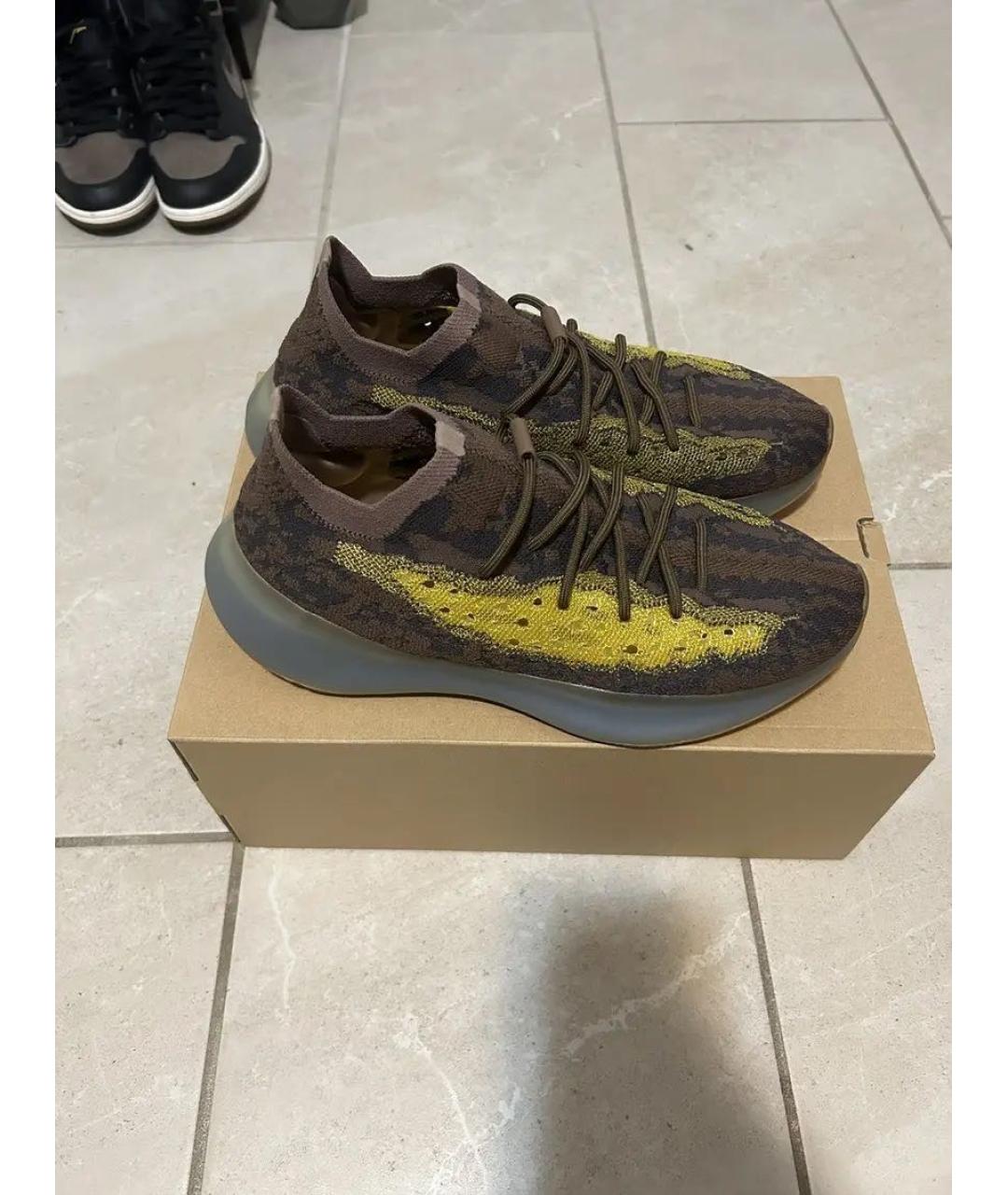 ADIDAS YEEZY Коричневые текстильные низкие кроссовки / кеды, фото 2