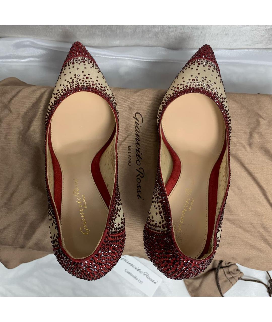 GIANVITO ROSSI Бордовые лодочки на низком каблуке, фото 3