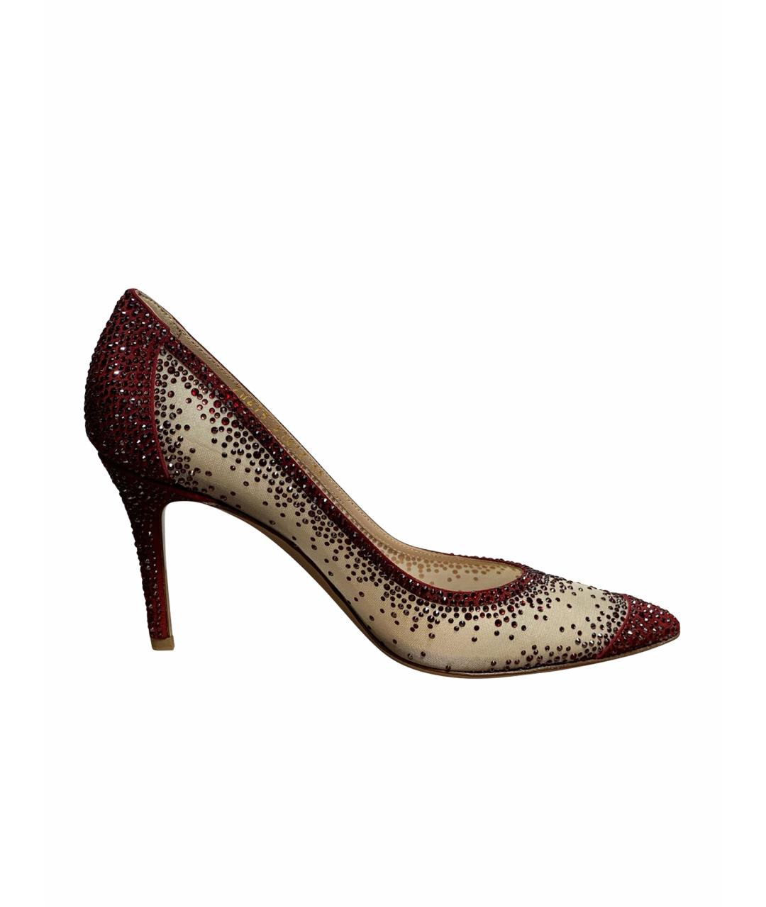 GIANVITO ROSSI Бордовые лодочки на низком каблуке, фото 1