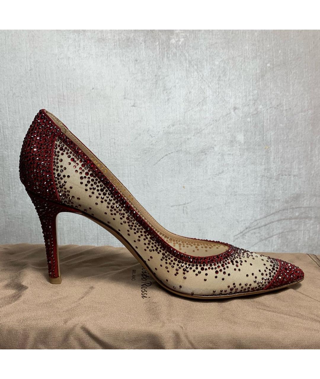 GIANVITO ROSSI Бордовые лодочки на низком каблуке, фото 9