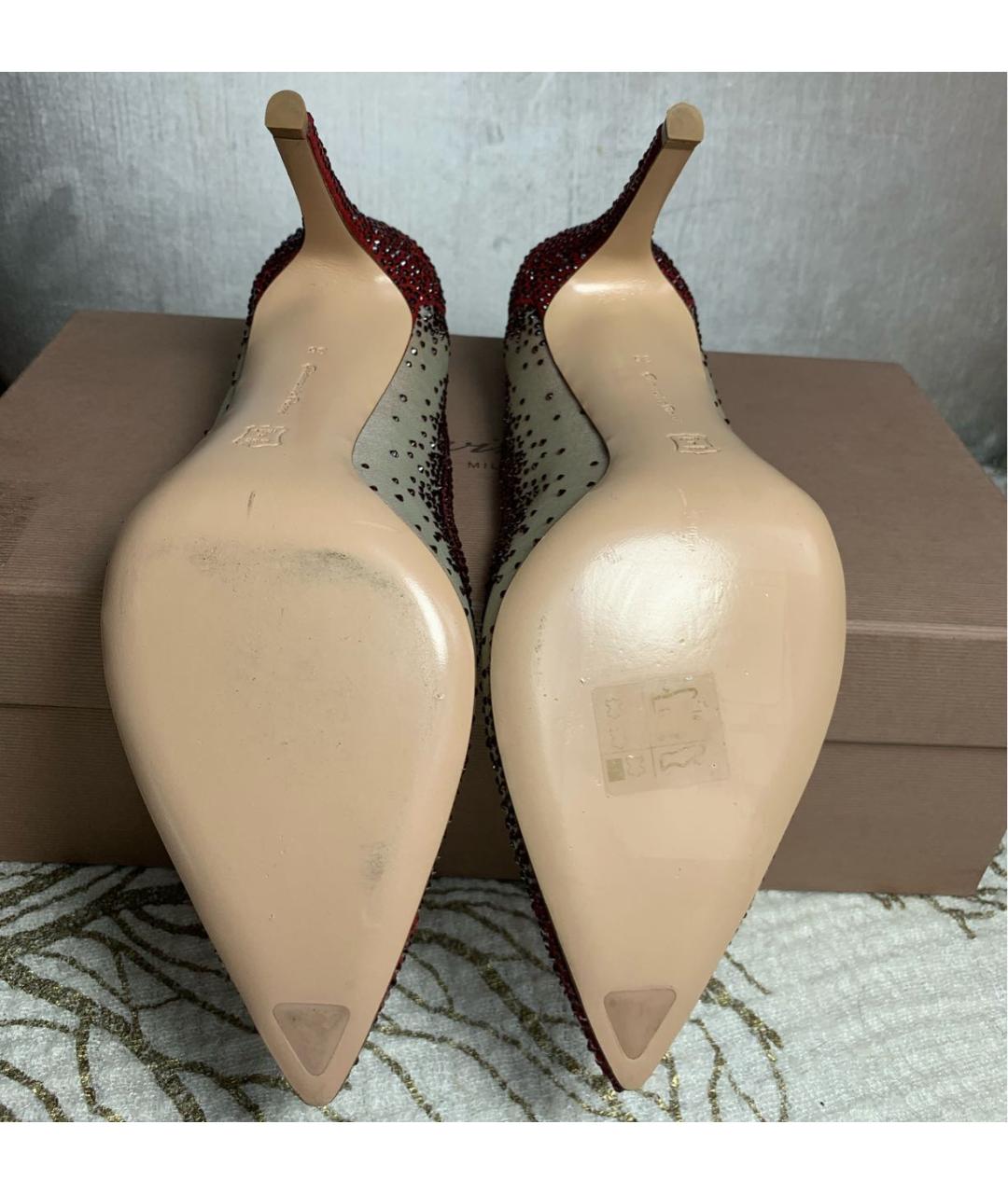 GIANVITO ROSSI Бордовые лодочки на низком каблуке, фото 8
