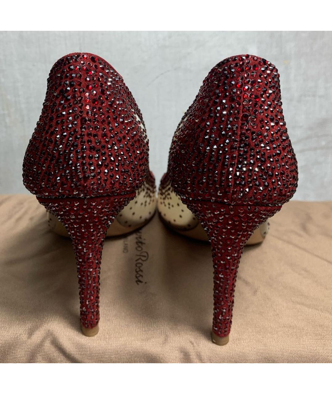 GIANVITO ROSSI Бордовые лодочки на низком каблуке, фото 4