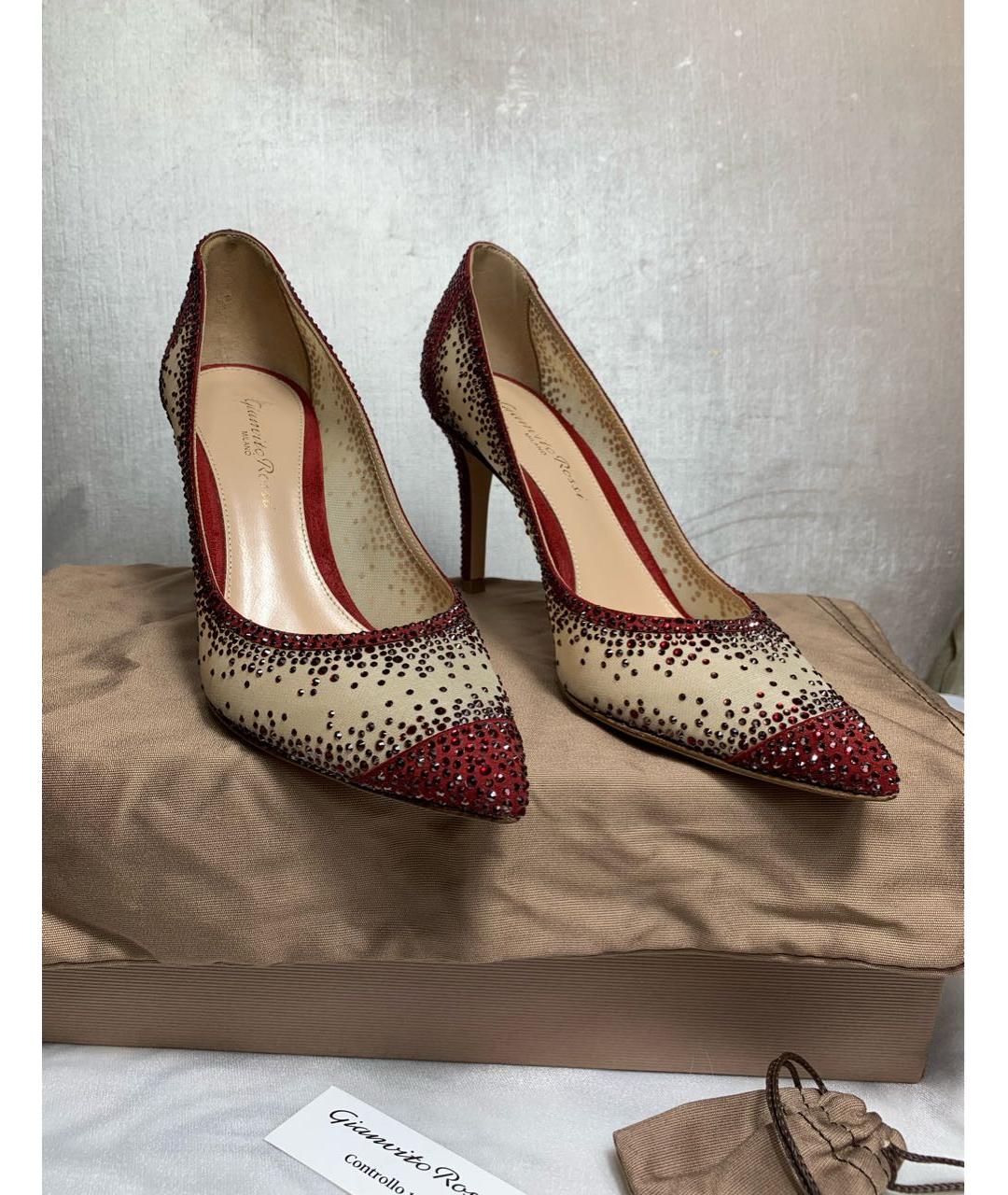 GIANVITO ROSSI Бордовые лодочки на низком каблуке, фото 2