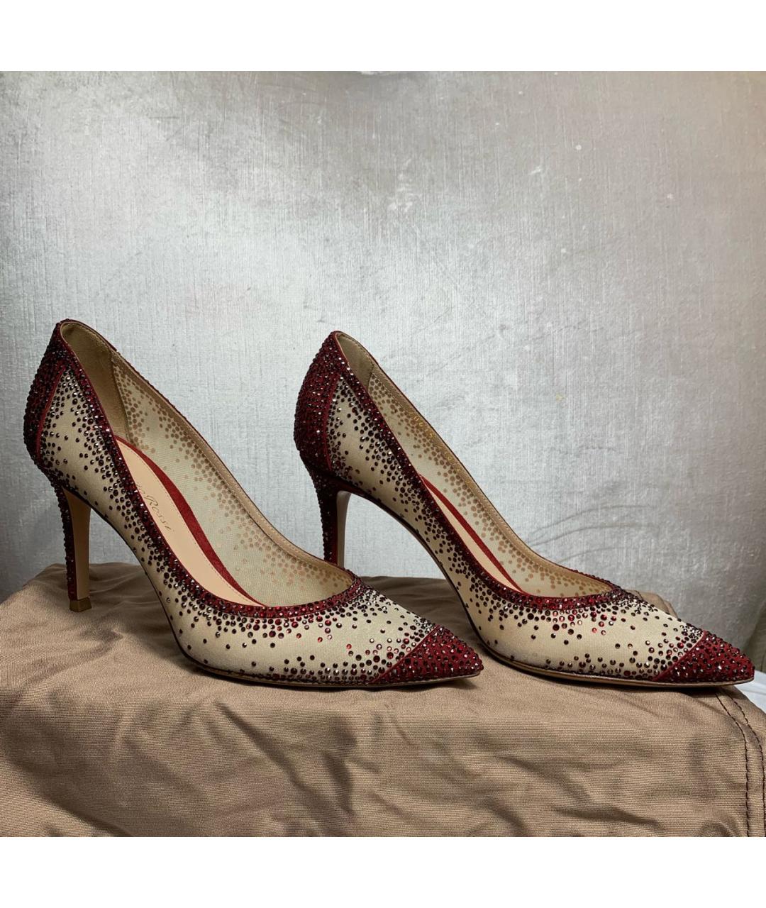 GIANVITO ROSSI Бордовые лодочки на низком каблуке, фото 7