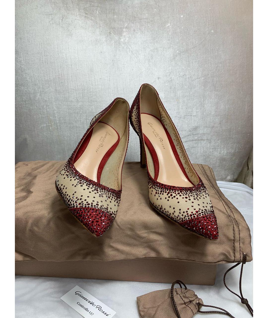 GIANVITO ROSSI Бордовые лодочки на низком каблуке, фото 5