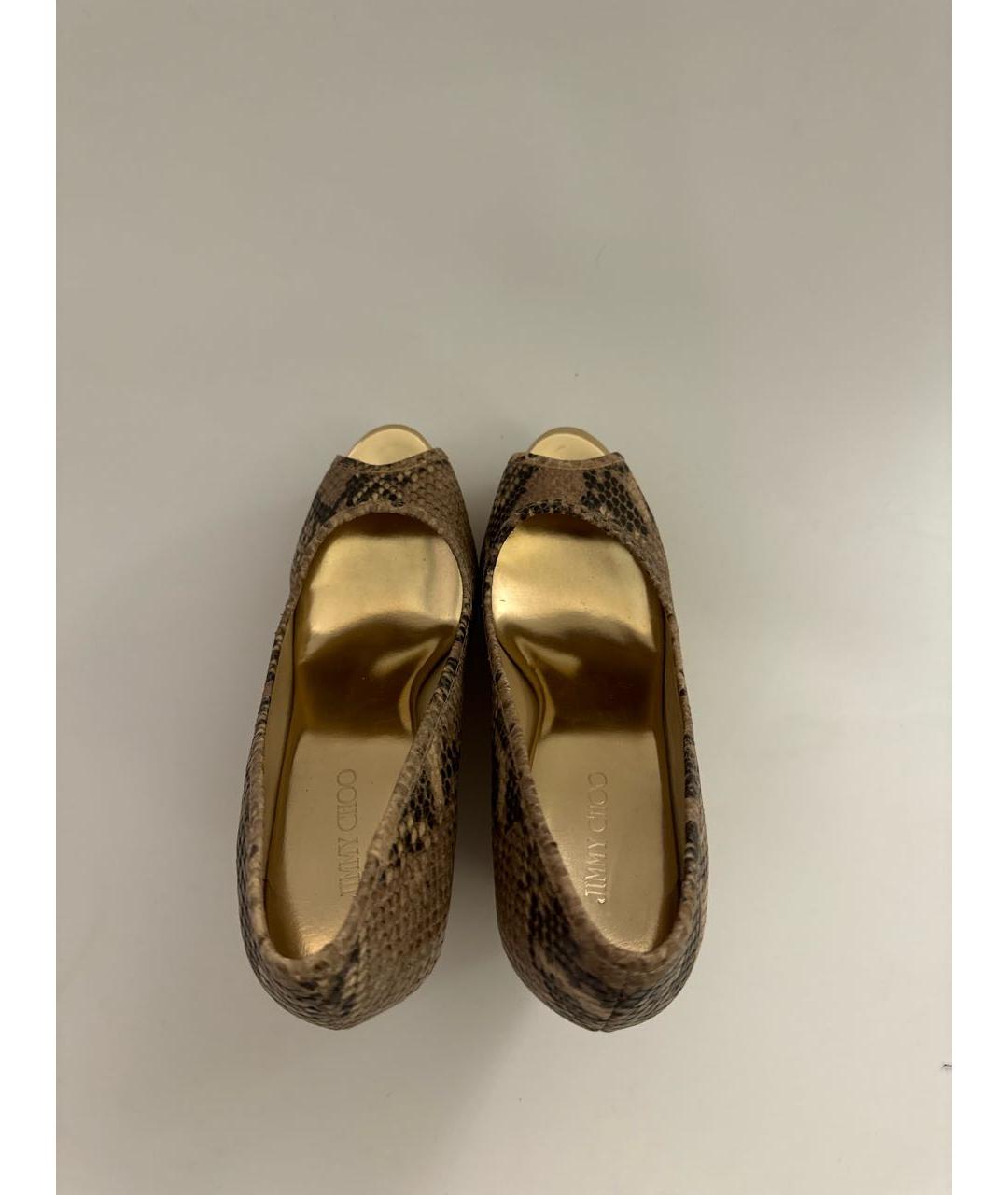 JIMMY CHOO Бежевые кожаные босоножки, фото 3