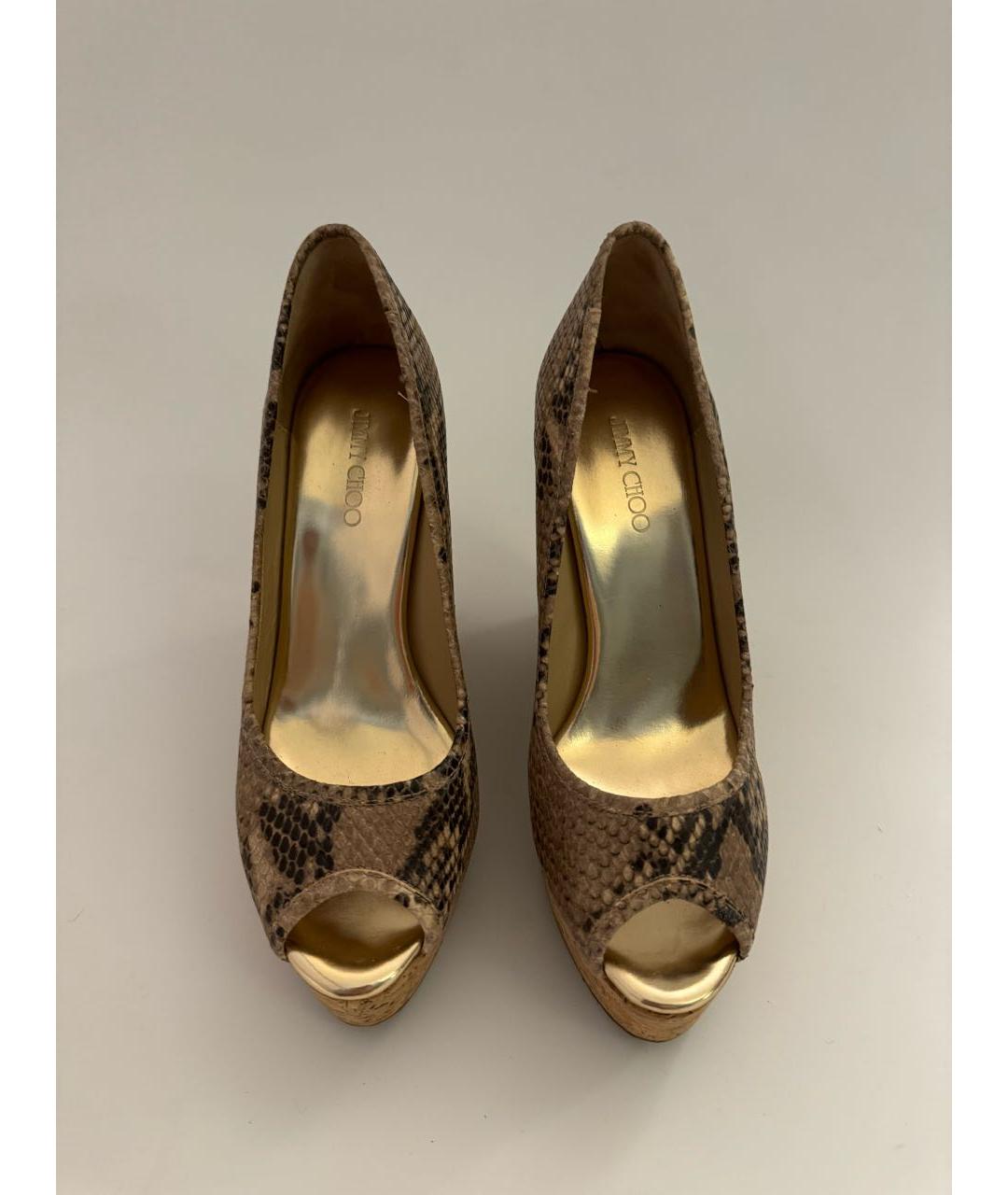 JIMMY CHOO Бежевые кожаные босоножки, фото 2
