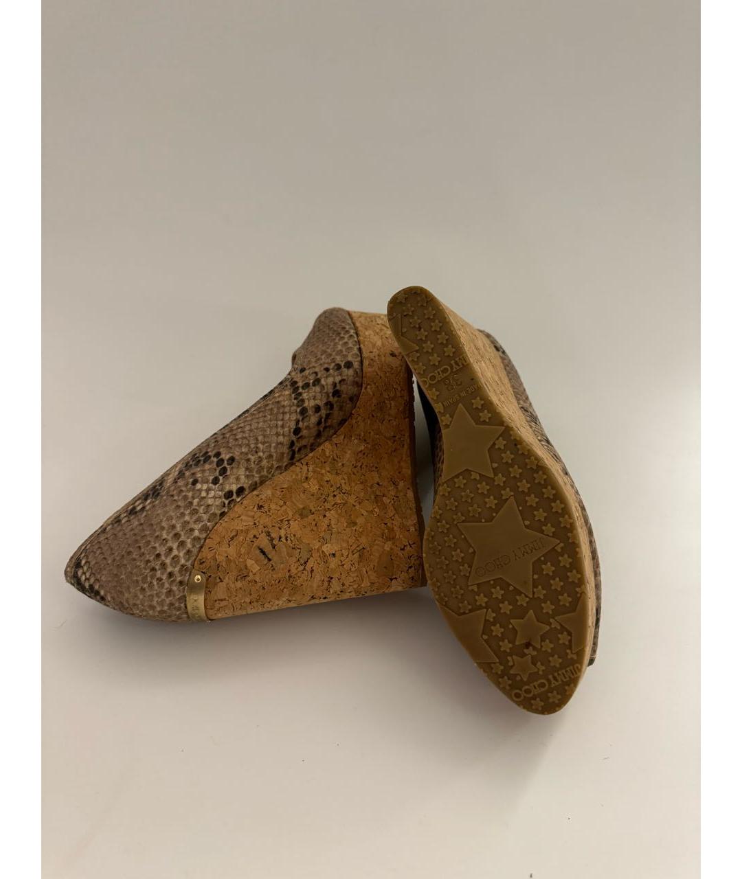 JIMMY CHOO Бежевые кожаные босоножки, фото 5