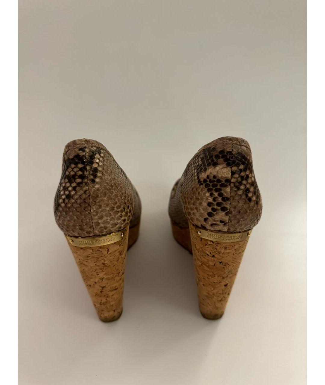 JIMMY CHOO Бежевые кожаные босоножки, фото 4