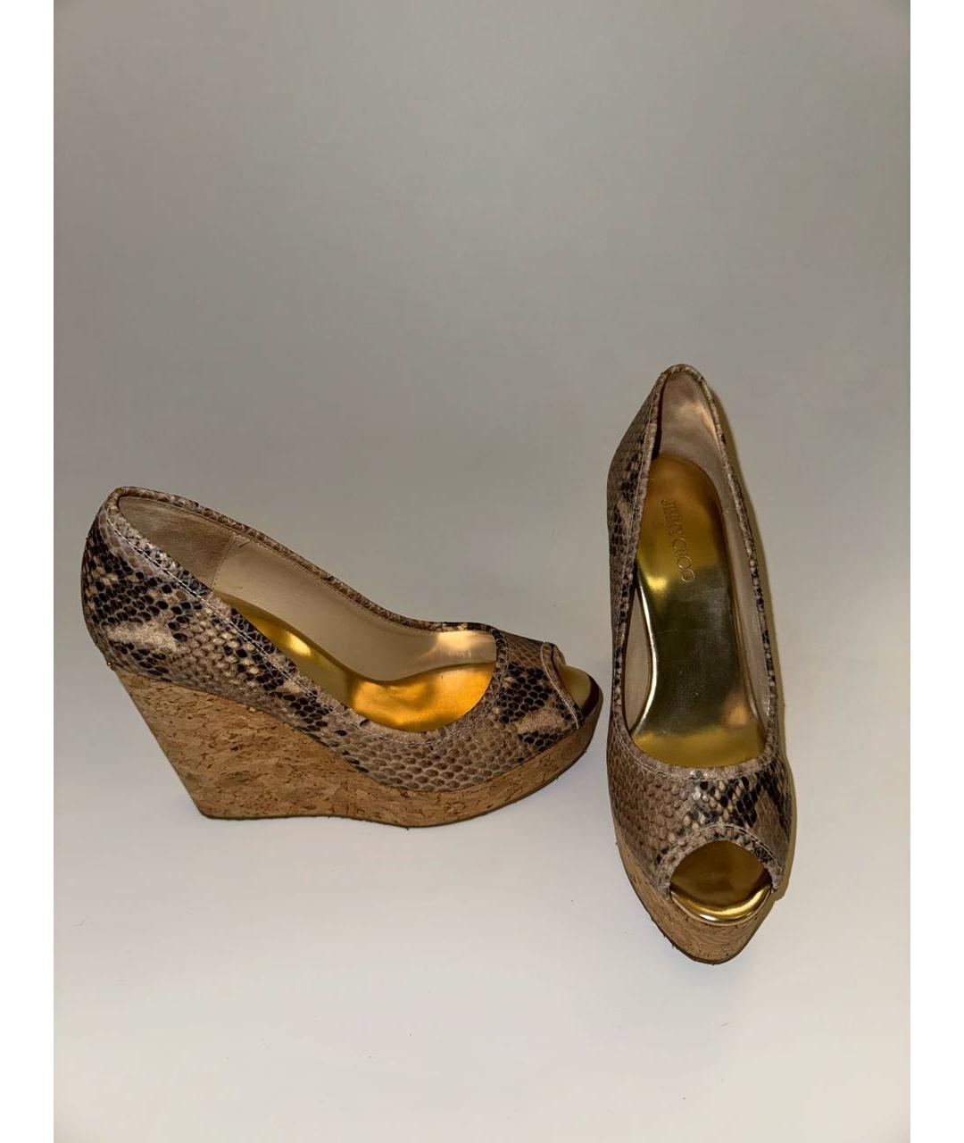 JIMMY CHOO Бежевые кожаные босоножки, фото 7