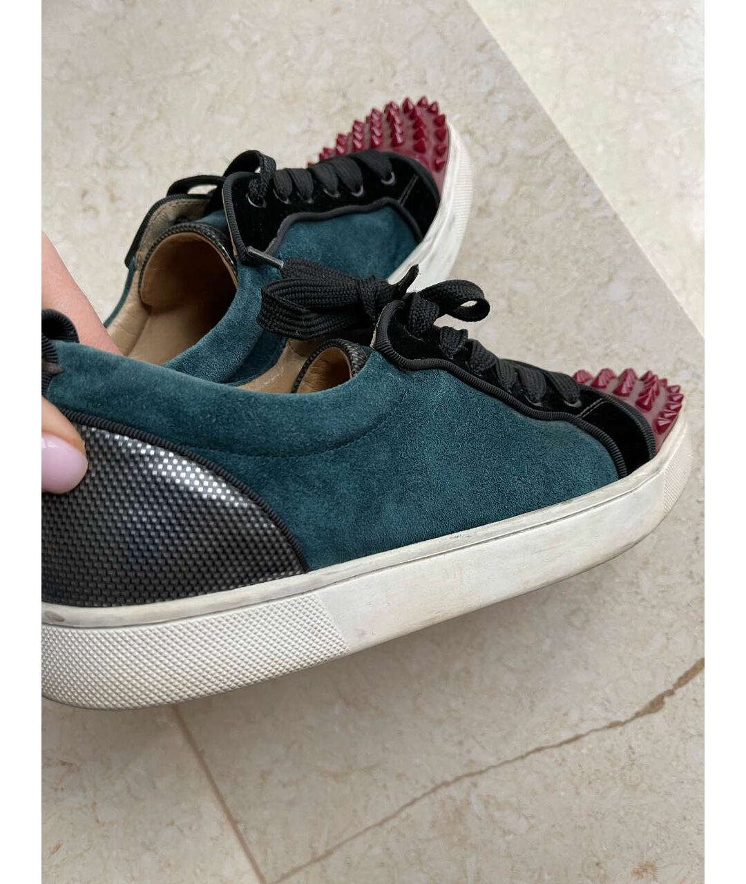 CHRISTIAN LOUBOUTIN Мульти замшевые кеды, фото 8