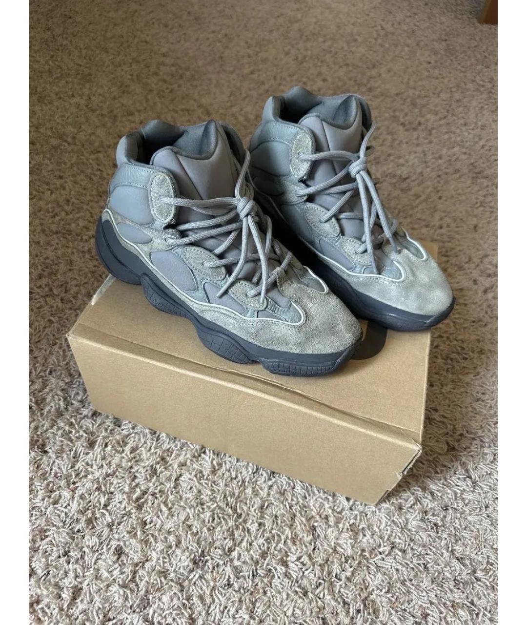 ADIDAS YEEZY Серые замшевые высокие кроссовки / кеды, фото 2