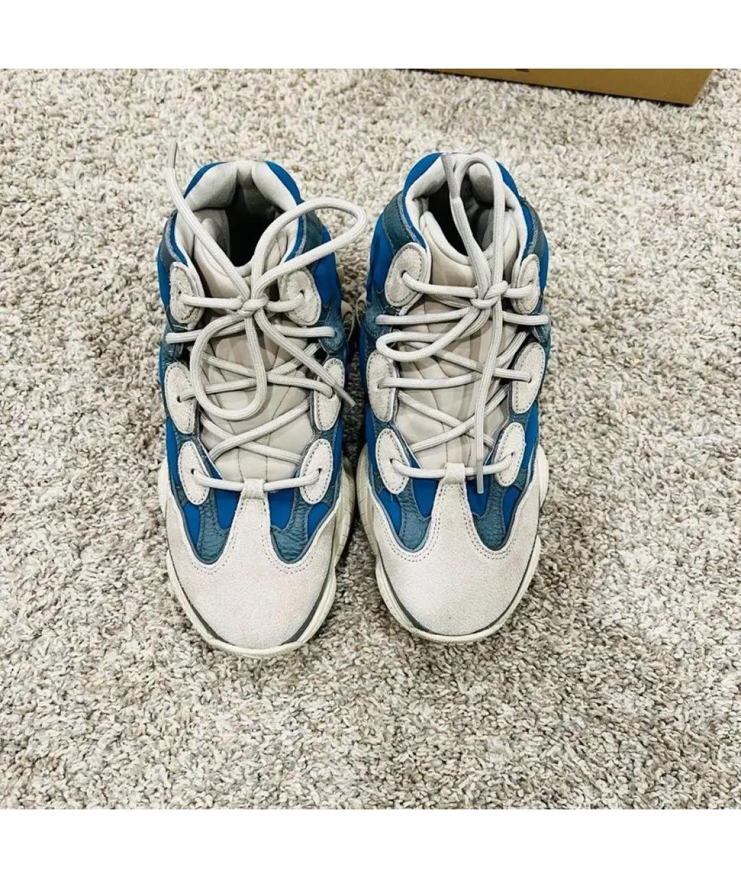 ADIDAS YEEZY Синие текстильные высокие кроссовки / кеды, фото 4