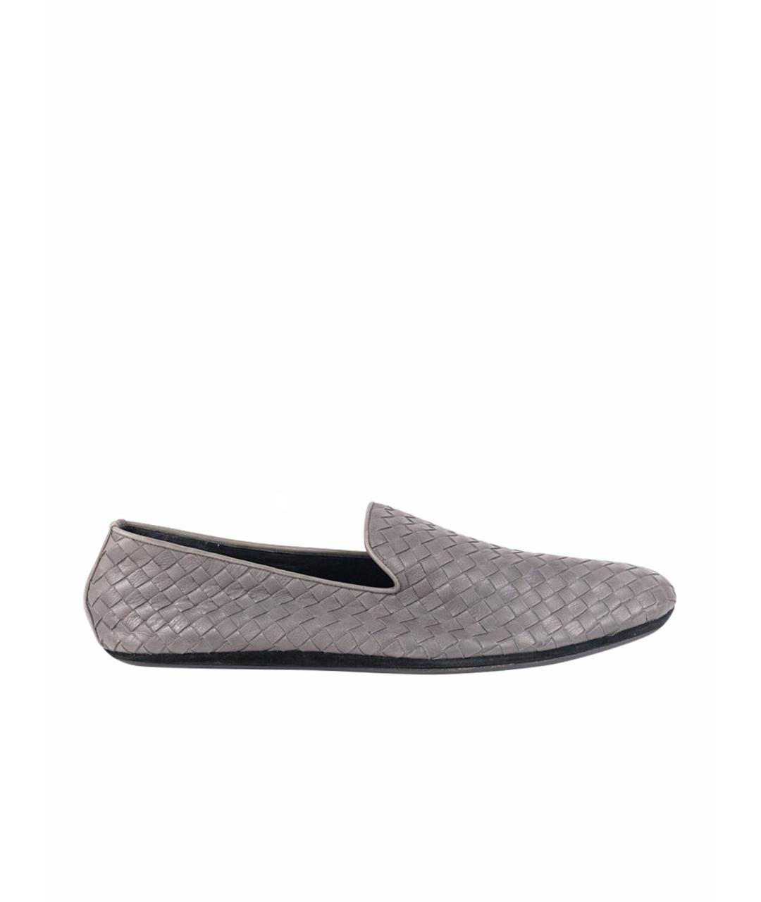 BOTTEGA VENETA Серые кожаные лоферы, фото 1