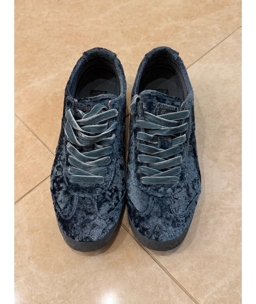 ONITSUKA TIGER Темно-синие бархатные низкие кроссовки / кеды, фото 2