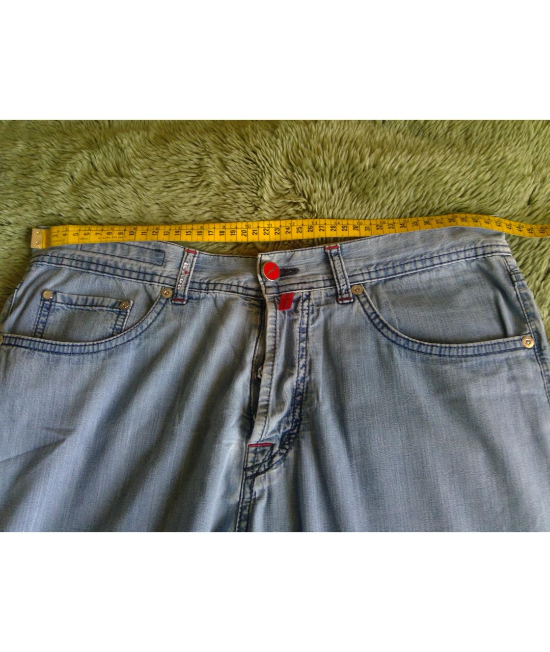 KITON Голубые хлопковые прямые джинсы, фото 5