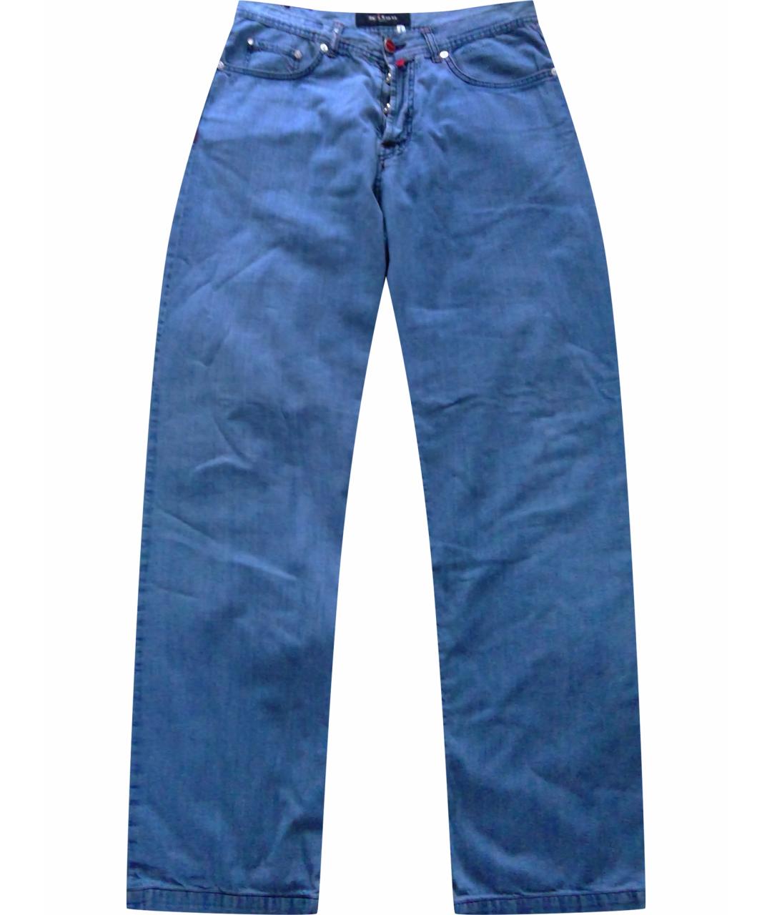 KITON Голубые хлопковые прямые джинсы, фото 1