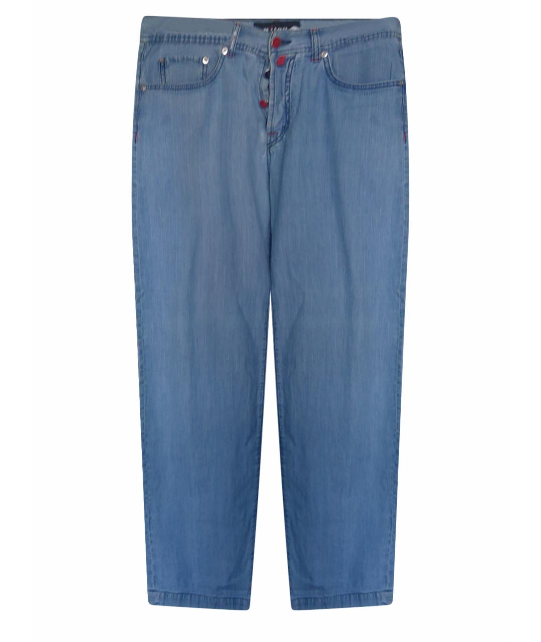 KITON Голубые хлопковые прямые джинсы, фото 1