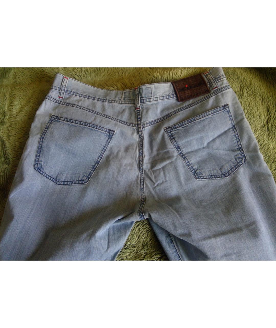 KITON Голубые хлопковые прямые джинсы, фото 9