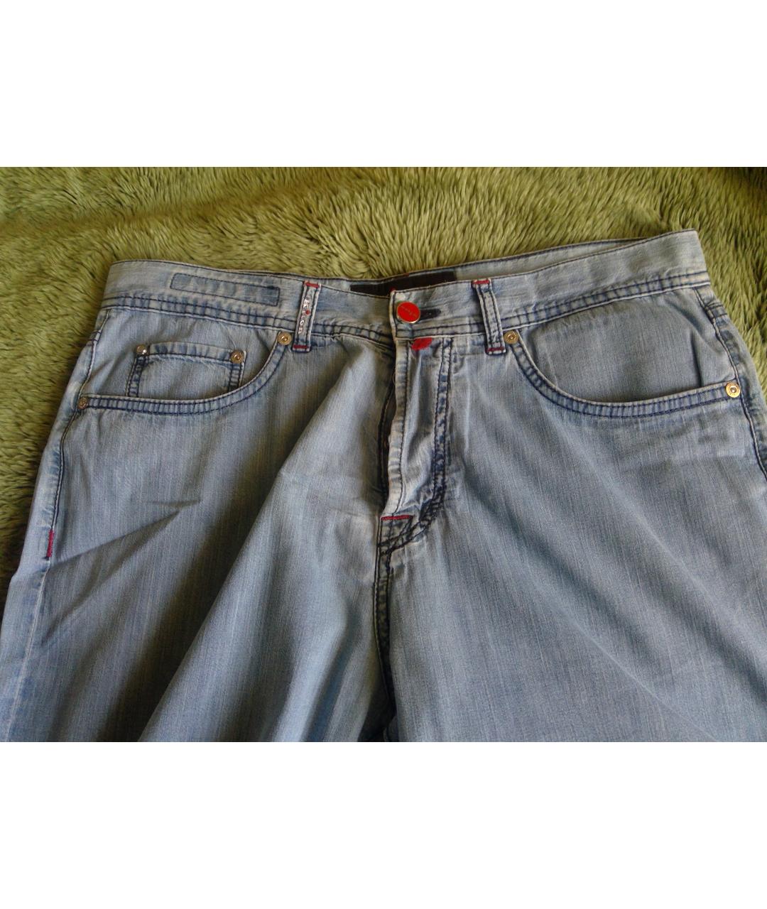 KITON Голубые хлопковые прямые джинсы, фото 3