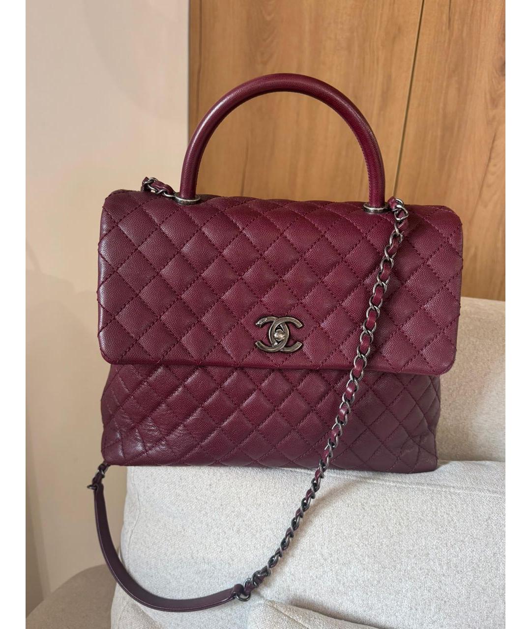 CHANEL Бордовая кожаная сумка через плечо, фото 4