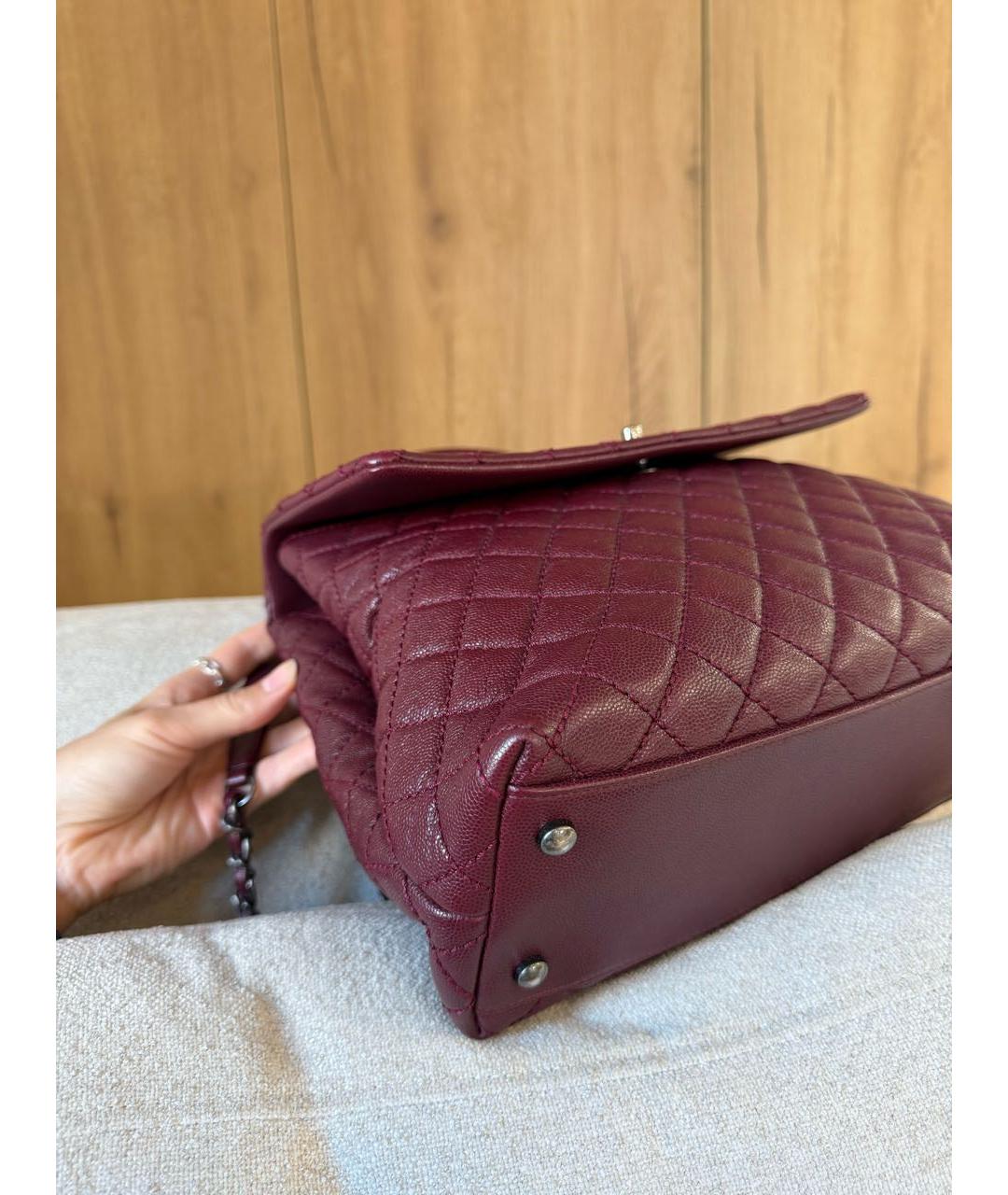 CHANEL Бордовая кожаная сумка через плечо, фото 5