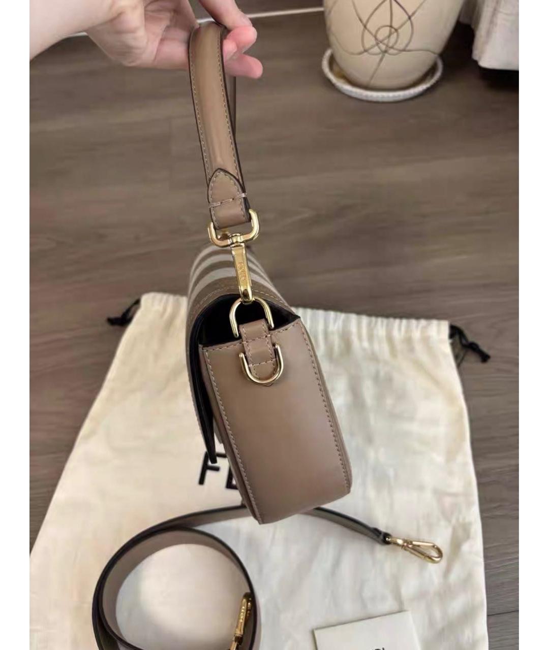FENDI Бежевая тканевая сумка через плечо, фото 4