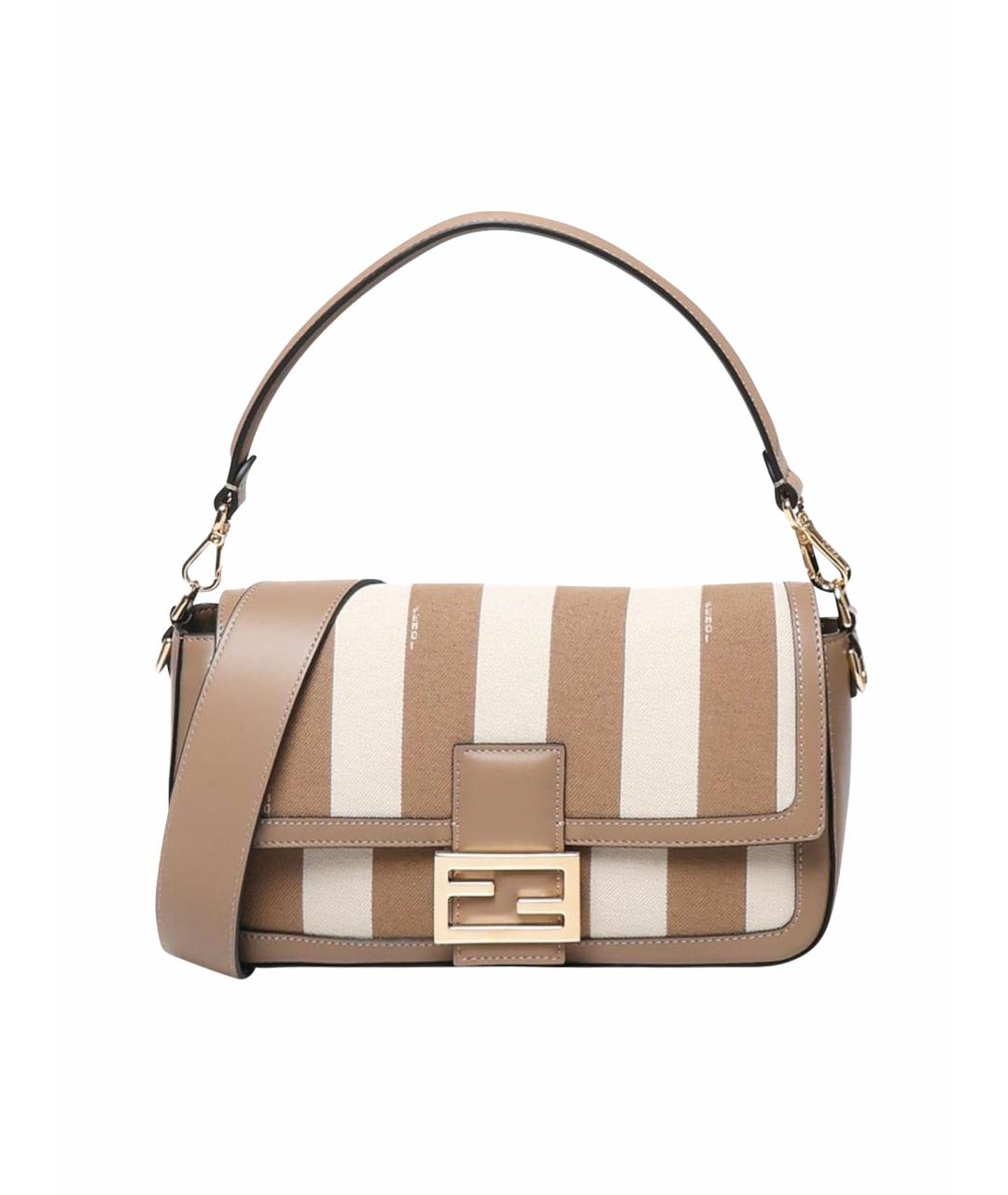 FENDI Бежевая тканевая сумка через плечо, фото 1