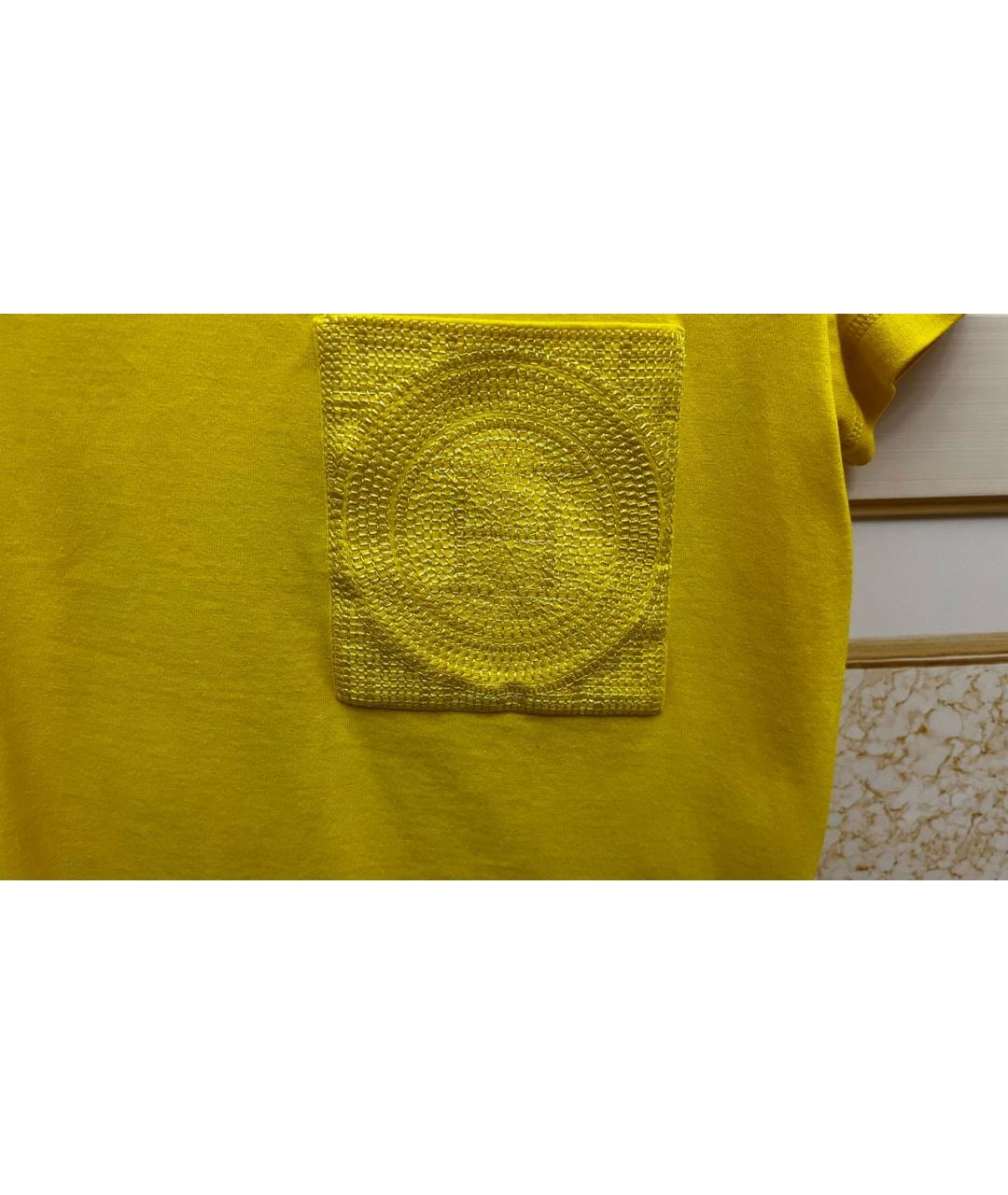 HERMES Желтая хлопковая футболка, фото 4
