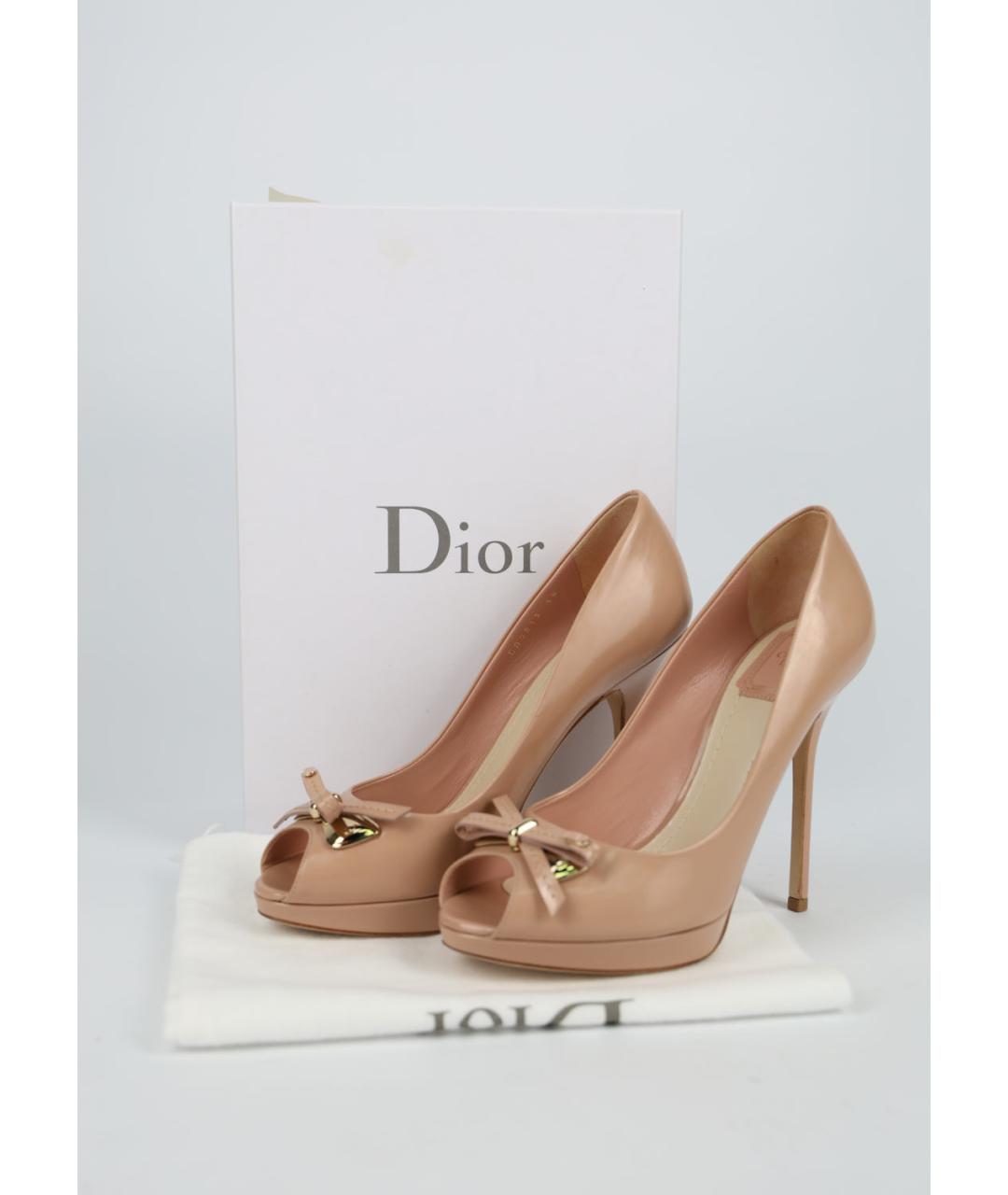 CHRISTIAN DIOR Бежевые кожаные туфли, фото 6