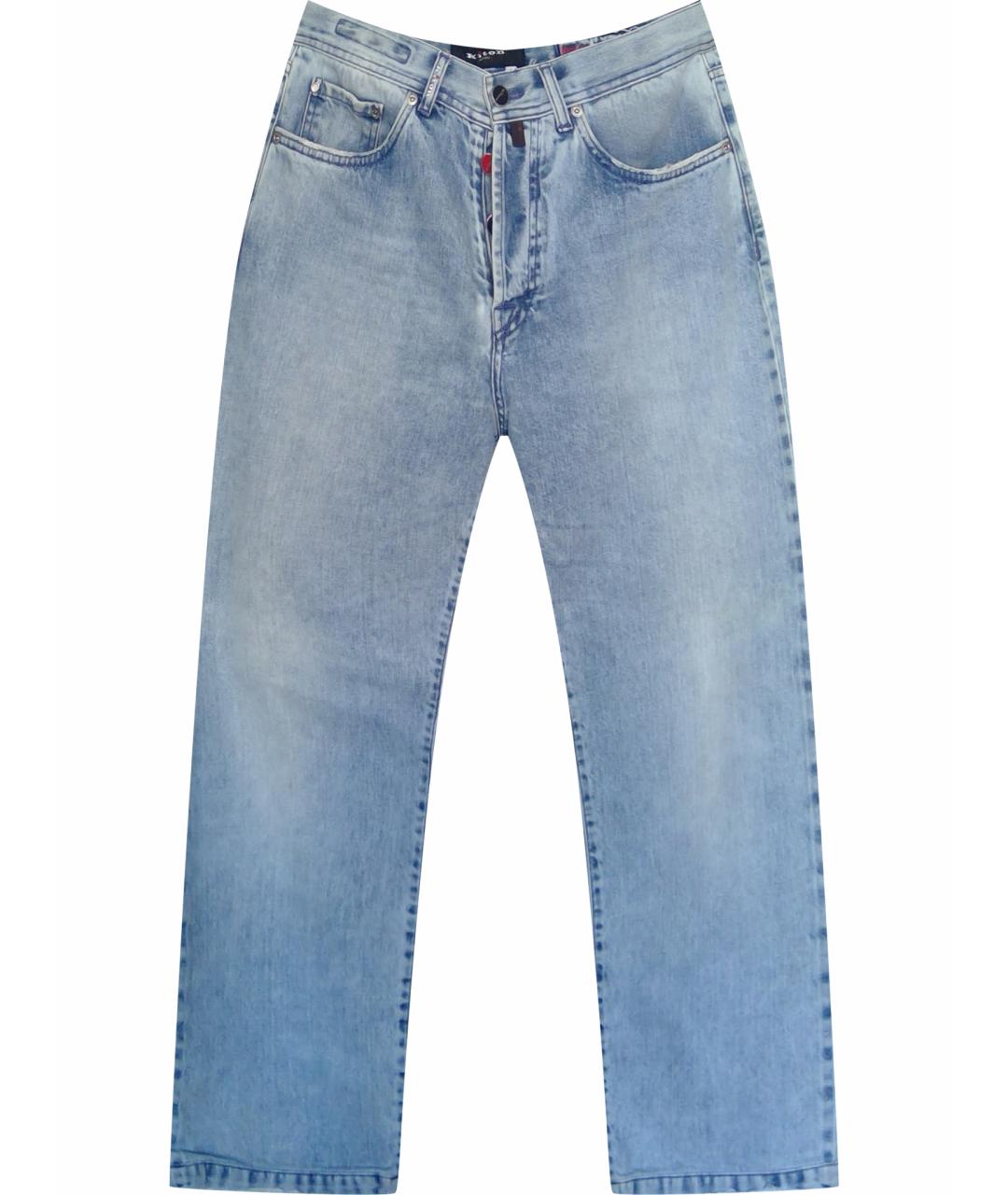 KITON Голубые хлопковые прямые джинсы, фото 1