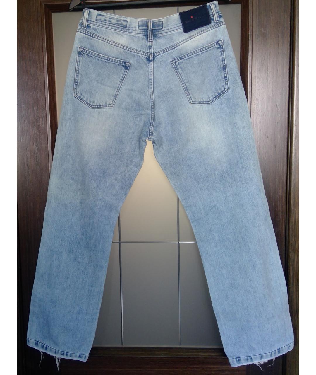 KITON Голубые хлопковые прямые джинсы, фото 2