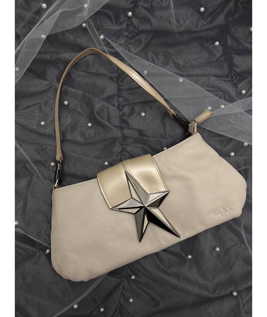 MUGLER VINTAGE Бежевая кожаная сумка с короткими ручками, фото 5