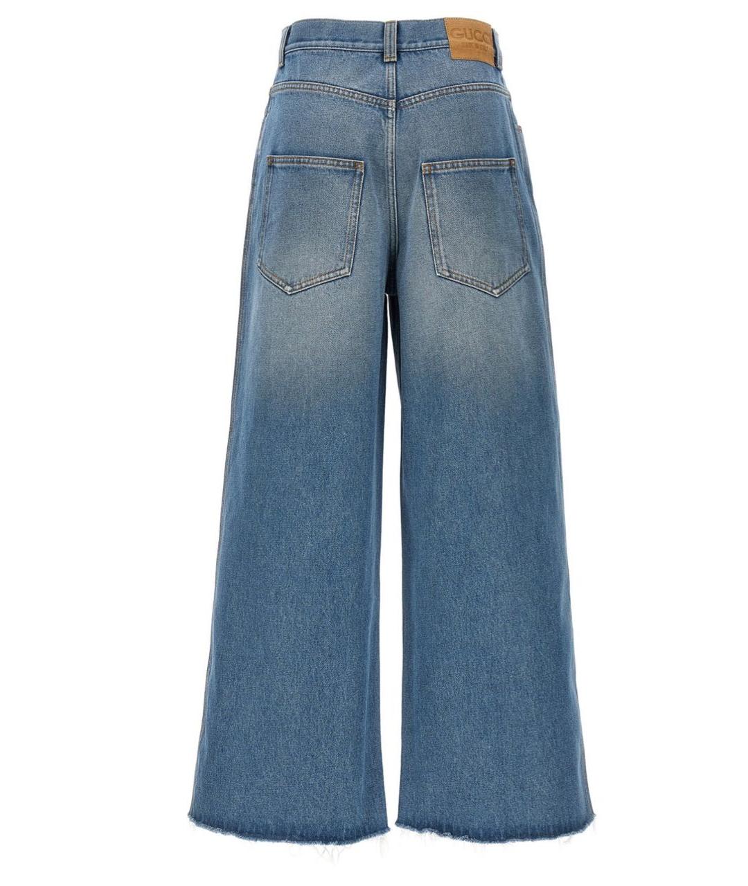 GUCCI Голубые хлопковые джинсы клеш, фото 2