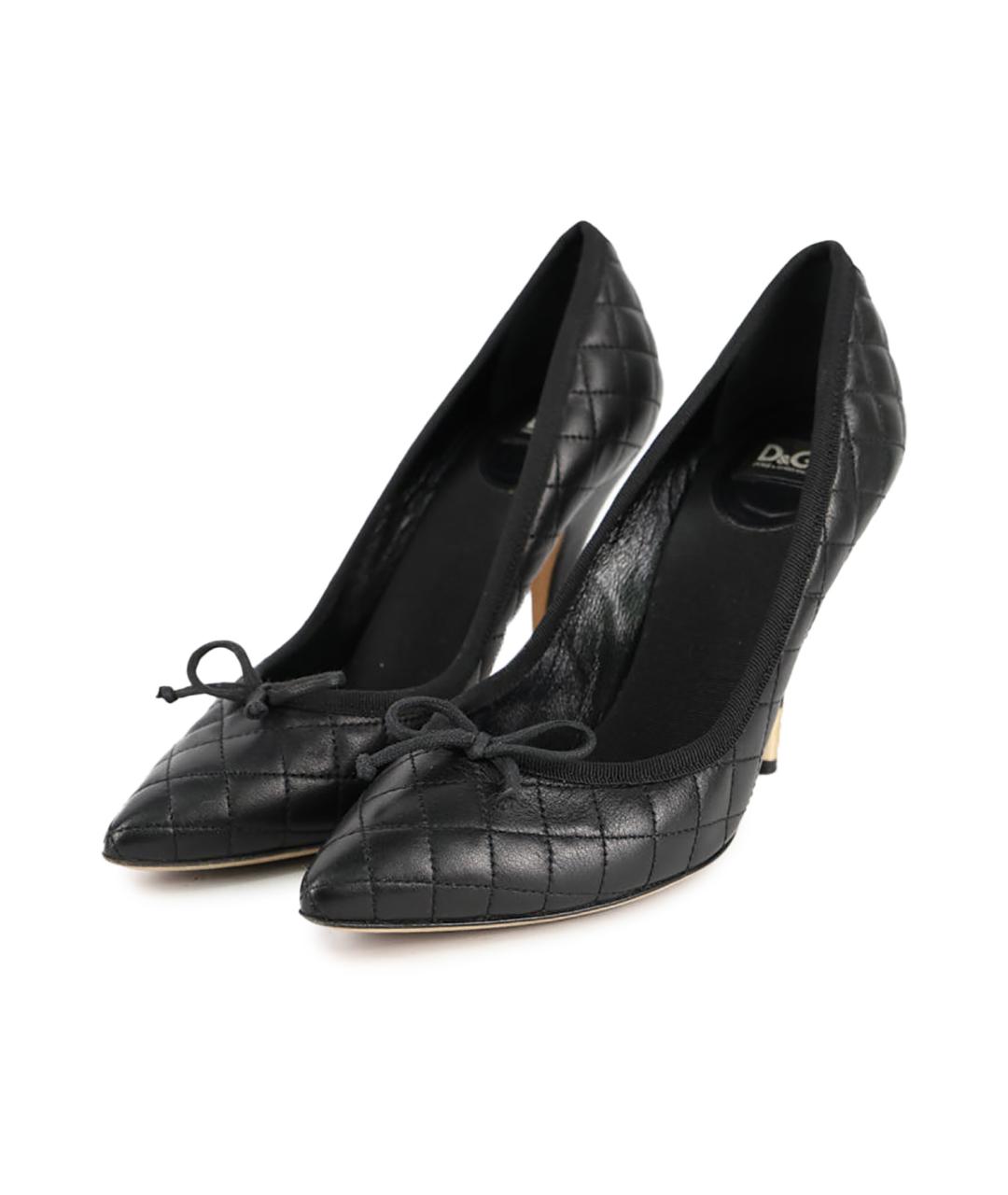 DOLCE&GABBANA Черные кожаные туфли, фото 2