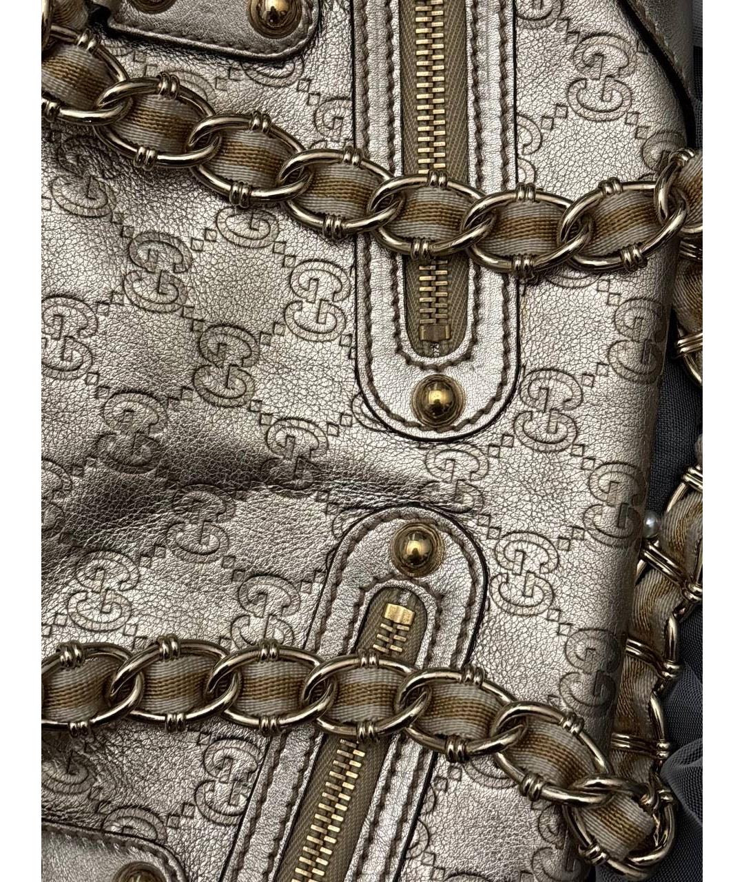 GUCCI Золотая кожаная сумка с короткими ручками, фото 6
