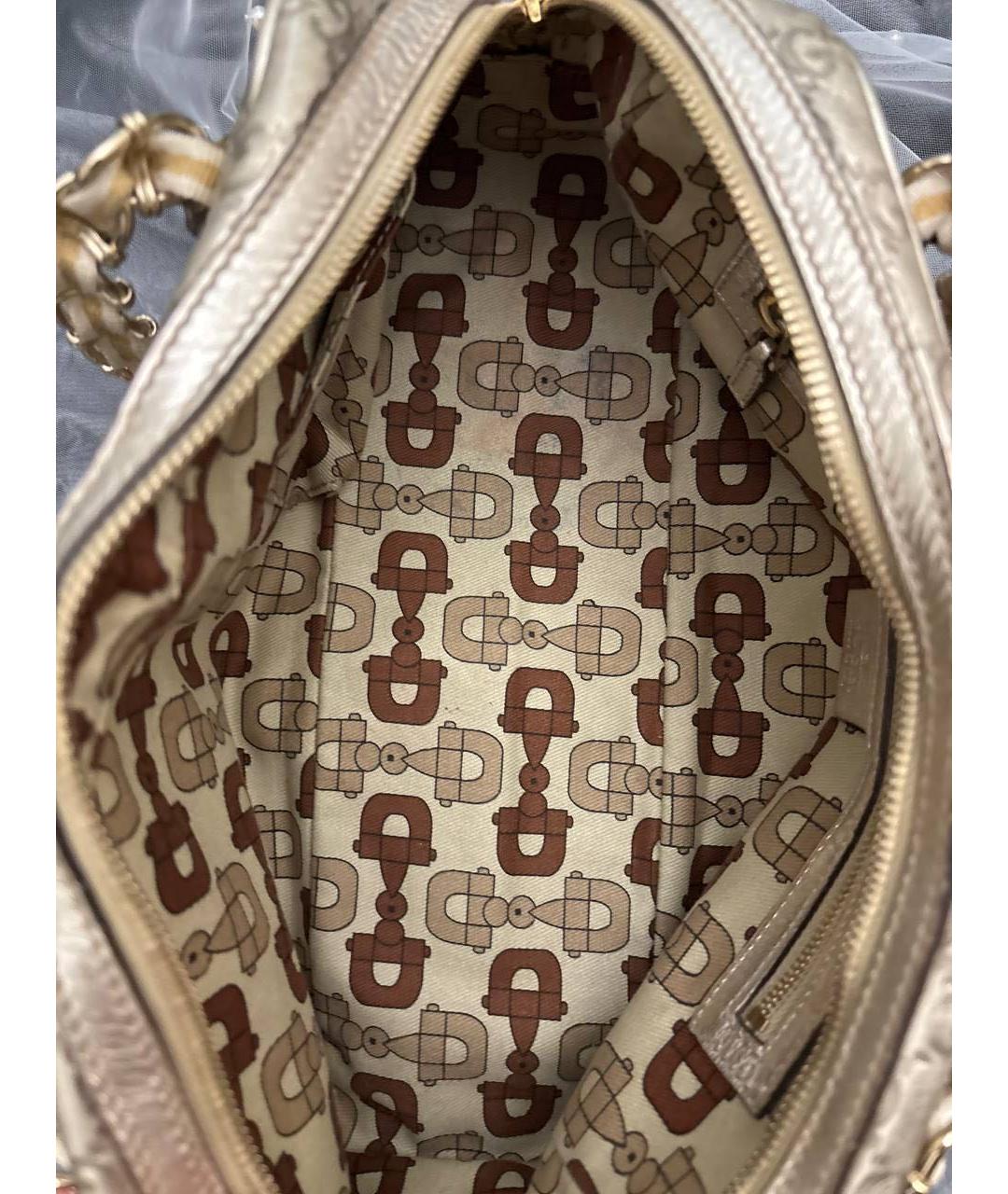 GUCCI Золотая кожаная сумка с короткими ручками, фото 4