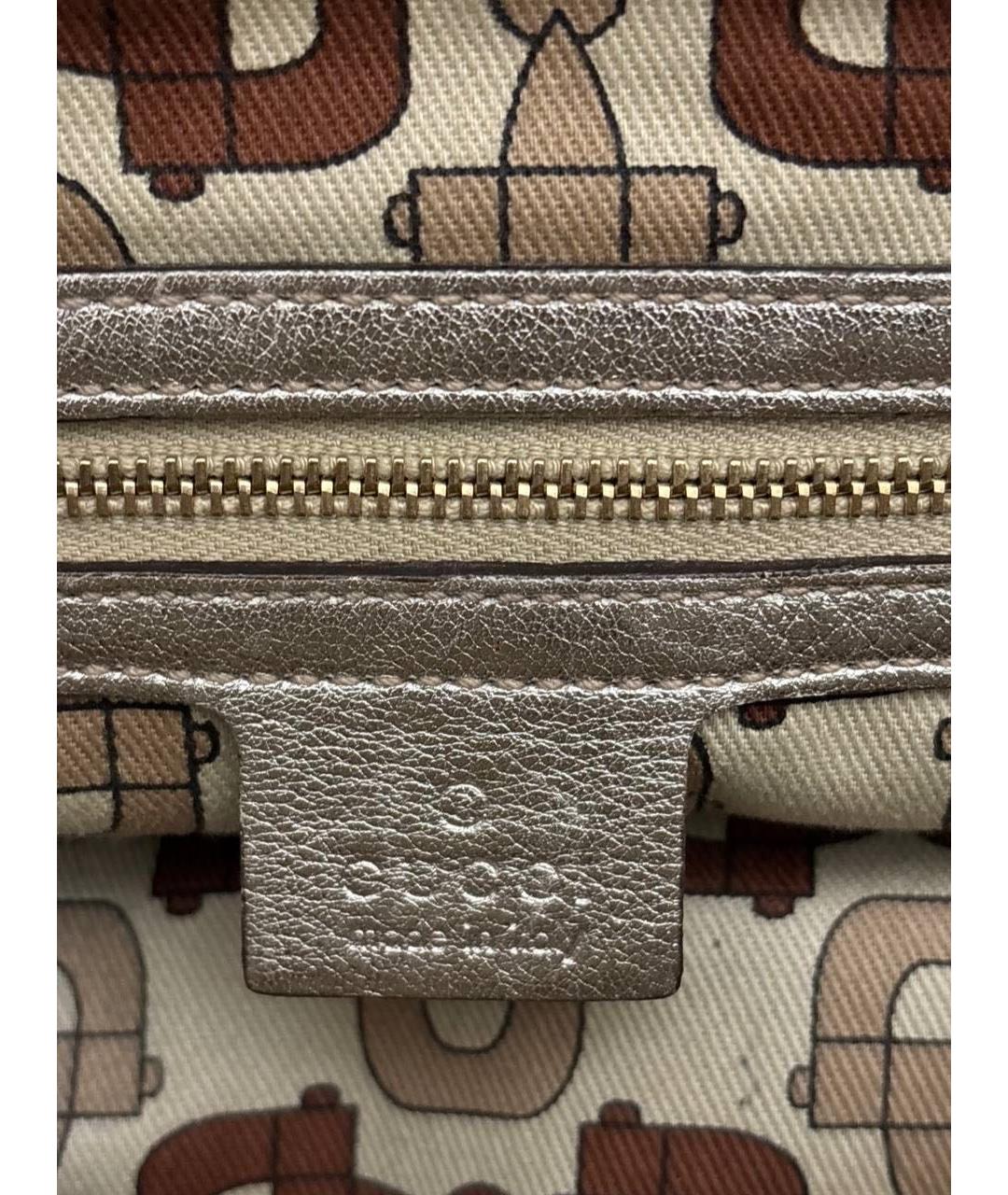 GUCCI Золотая кожаная сумка с короткими ручками, фото 5