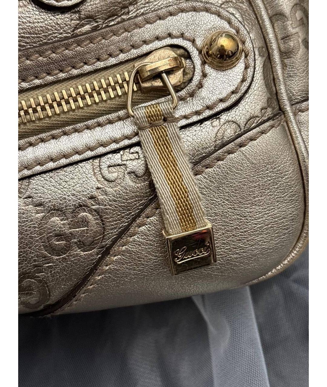 GUCCI Золотая кожаная сумка с короткими ручками, фото 2