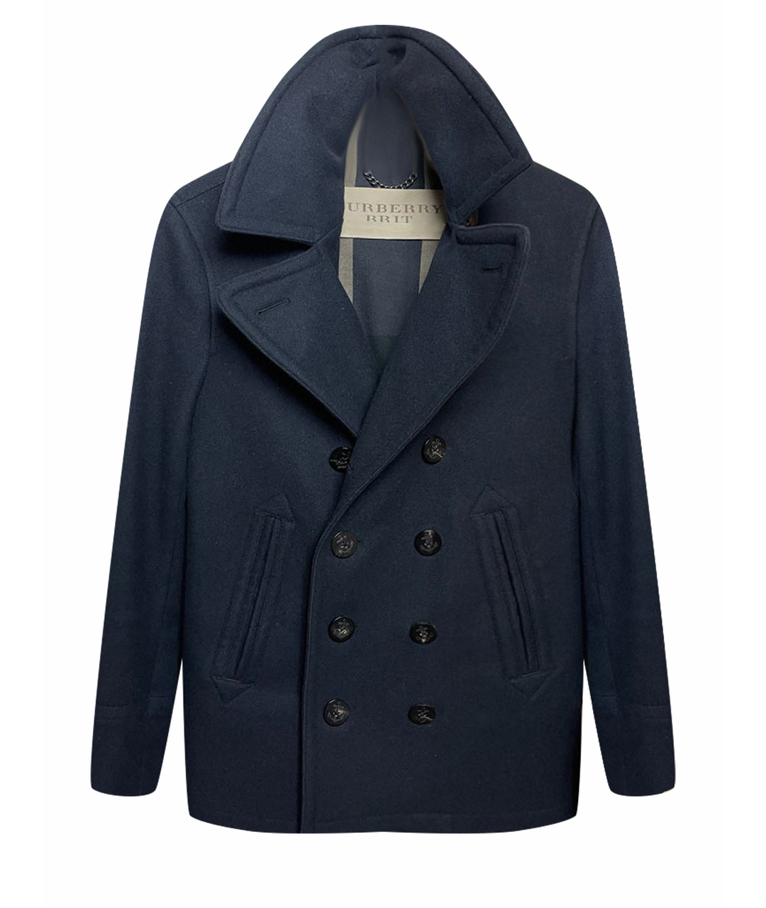 BURBERRY BRIT Темно-синее шерстяное пальто, фото 1