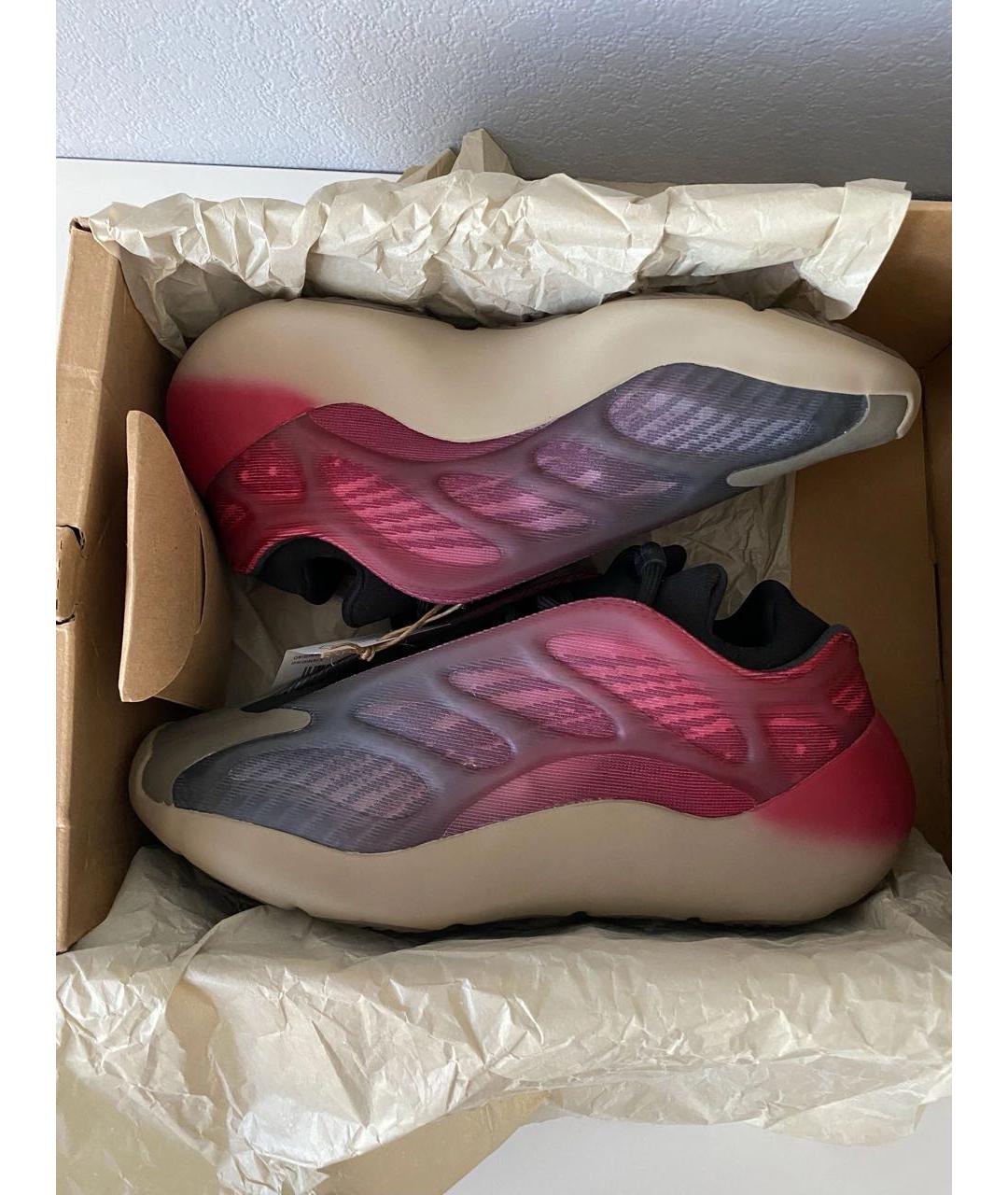 ADIDAS YEEZY Бордовые текстильные низкие кроссовки / кеды, фото 2