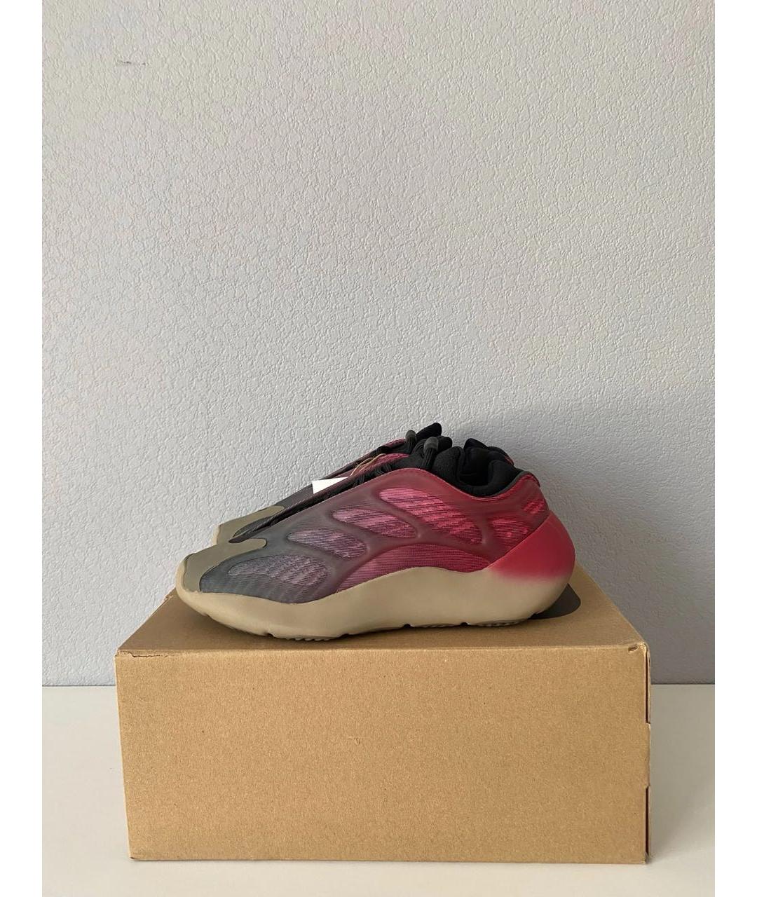 ADIDAS YEEZY Бордовые текстильные низкие кроссовки / кеды, фото 3