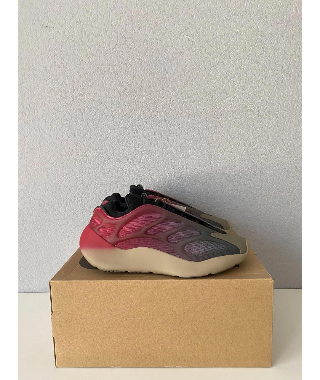 ADIDAS YEEZY Бордовые текстильные низкие кроссовки / кеды, фото 4